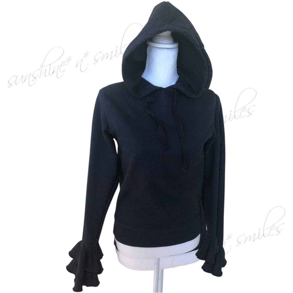 JCREW J.Crew NAVY BLUE Flare-Cuff Sleeve Pullover Hoodie Sweatshirt style #K1696